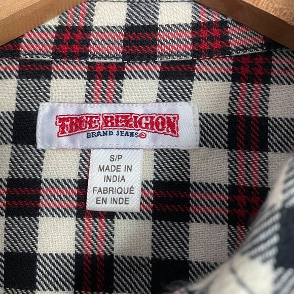 True Religion Red Gingham Plaid Checker Button Down Shirt Long Sleeves Western S - Picture 9 of 9